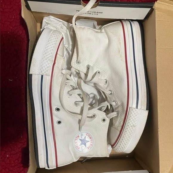 Converse White and Blue High-Top Sneakers - Picture 4 of 4
